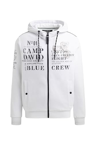camp david sweatshirt herren mit kapuze und logo opticwhite, xl