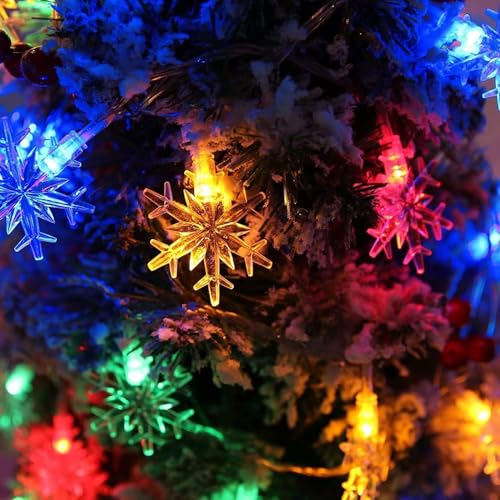 3M LED lichterkette 20LED schneeflocke außen, weihnachtsdekoration innen, batteriebetrieben