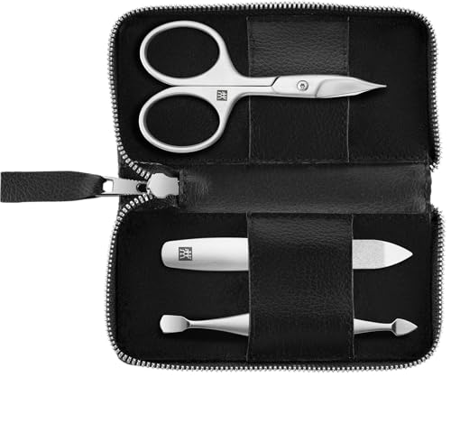 ZWILLING Maniküre Pediküre Set 3tlg. mit Nagelknipser, schwarz Apfelleder-Etui