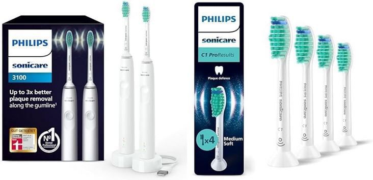philips sonicare 3100 2er set mit c1 proresults für 64,99 euro statt 84 euro