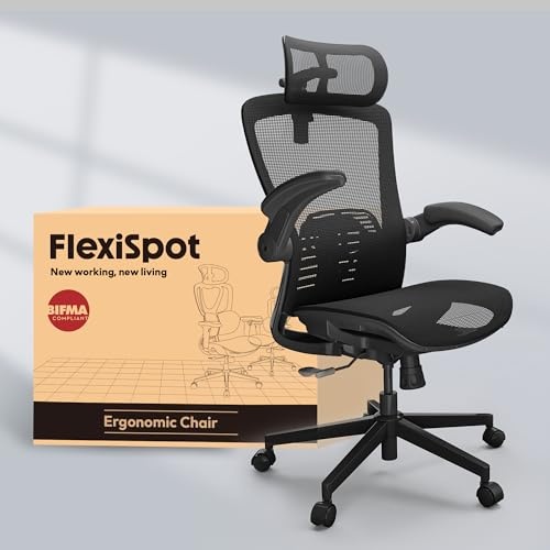 Produktbild: ergonomischer bürostuhl flexispot, 3d-kopfstütze, höhenverstellbare rückenlehne, bis 150 kg