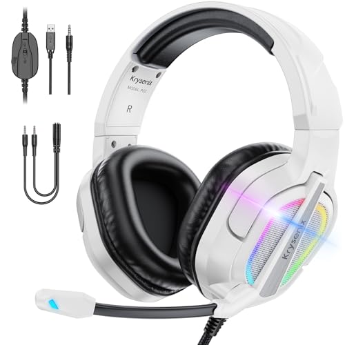 krysenix pg2 rgb gaming headset ps4 ps5 pc xbox switch over-ear mit mikrofon weiß