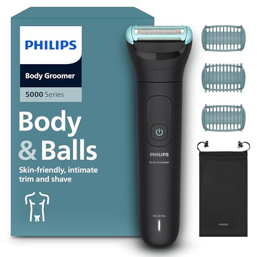 philips bodygroom series 5000 body- und ballsrasierer, 100 min laufzeit, duschfest