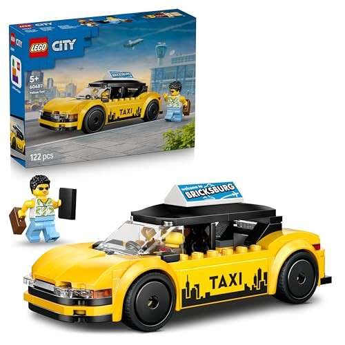 LEGO City Gelbes Taxi Modell mit 2 Minifiguren und abnehmbarem Dach - 60487