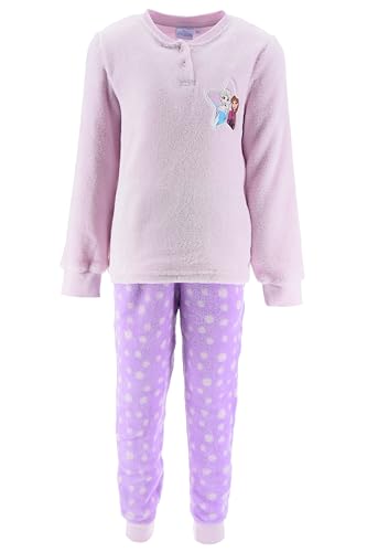 Disney Frozen Eiskönigin Elsa Anna Mädchen Lang Pyjama Schlafanzug 100% Coral Fleece Gr. 104-128cm