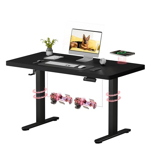 sanodesk höhenverstellbarer schreibtisch mit kabelloser ladefunktion, dualmotor 110x54 cm