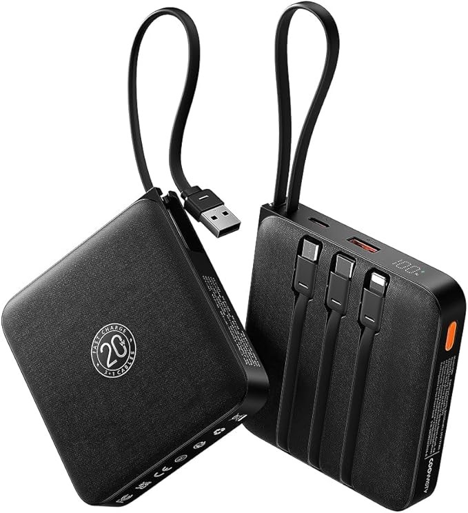 Coowisty 20000mAh Powerbank 22,5W USB-C mit Kabel, kompatibel mit iPhone, Samsung, iPad