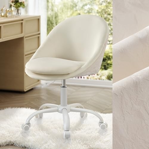 Homeoffice Schminkstuhl Cremeweiß, Drehstuhl, gepolstert, höhenverstellbar, bis 110kg