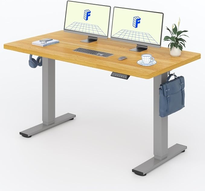 flexispot höhenverstellbarer schreibtisch 140x80cm mit haken und 25mm tischplatte