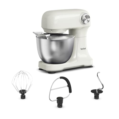 Tefal Bake Easy Küchenmaschine 500 Watt, 3,5L Schüssel, 12 Geschwindigkeiten, Weiß