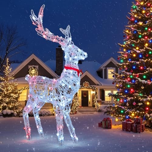 yitahome led rentier weihnachtshirsch 120 rgb-leds fernbedienung 89 modi 62x19x118cm