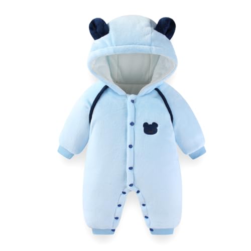 Baby-Schneeanzug mit Kapuze, Bärenfleece-Jumpsuit für Neugeborene 6-9 Monate