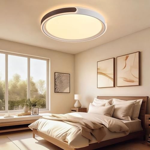 Runde LED Deckenleuchte 96W 8600LM Warmweiß 3000K 50cm Kaffee ohne Fernbedienung