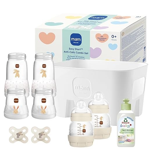 MAM Easy Start Anti-Kolik Set 0+ Mon - 6 Babyflaschen, 2 Schnuller, Flaschenkorb