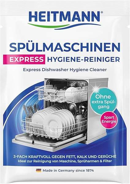 HEITMANN Spülmaschinenreiniger 30 g - Dreifach aktiv gegen Fett, Kalk, Gerüche