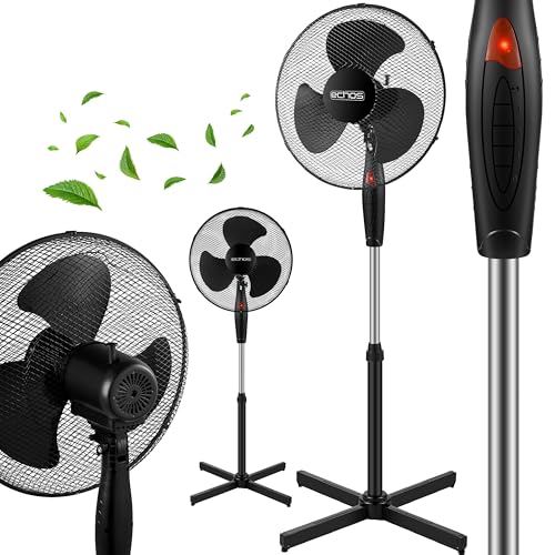 Echos Standventilator 43 cm, leise, höhenverstellbar, 3 Stufen, Oszillation