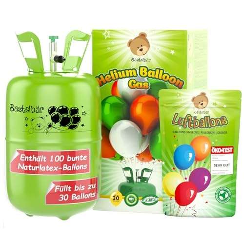 Helium Gasflasche 200l + 100 ÖKO-TEST "SEHR GUT" Luftballons MADE IN EU