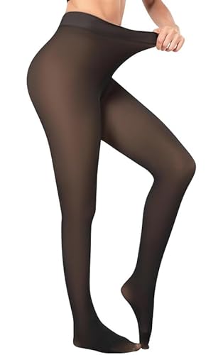gueop thermo strumpfhose damen gefütterte leggings fleece bauchweg warme schwarz