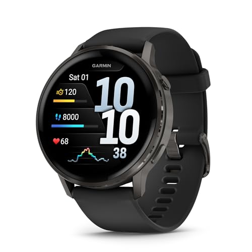 Garmin Venu 4 45mm Schwarz Silikon-Armband Schiefergrau
