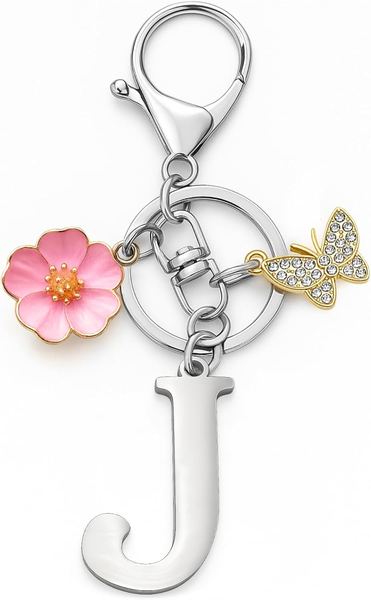 YISCOKO Schlüsselanhänger Buchstabe J, Geschenke für Frauen, Geburtstag, Jahrestag