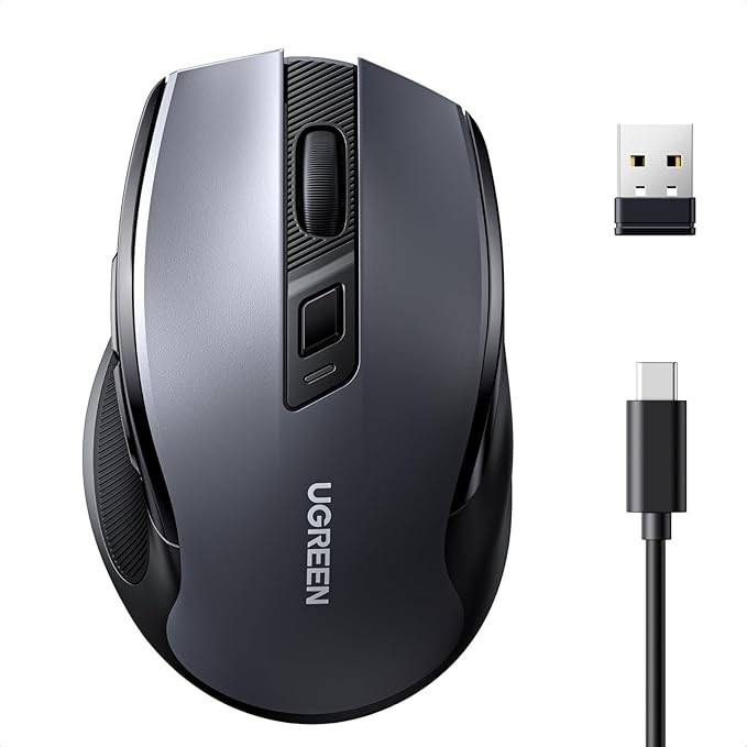 UGREEN Kabellose Maus 2.4G & BT, 4000DPI, USB-C Laden, Ergonomisch