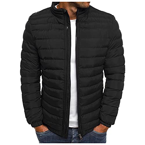 Produktbild: steppjacke herren warm winterjacke mit reißverschluss einfarbig thermo daunenjacke