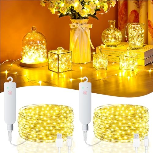 buudala lichterkette 2pack 7m 50leds wiederaufladbar mit timer wasserdicht für innen außen parties