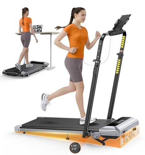 Laufband klappbar 12% Steigung 12 km/h 6 in 1 mit 2.5HP Motor und App (Schwarz)