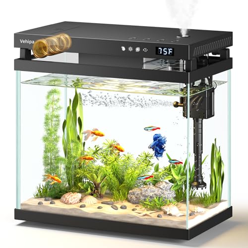 8L Nano Aquarium Komplettset mit LED-Beleuchtung, Luftbefeuchter, Temperaturanzeige, Schwarz