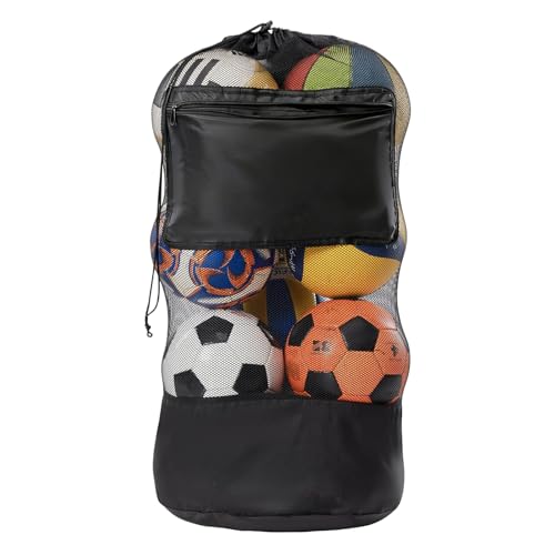 amfun ballnetz groß mit kordelzug und schultergurt, für fußball, basketball, volleyball, rugby