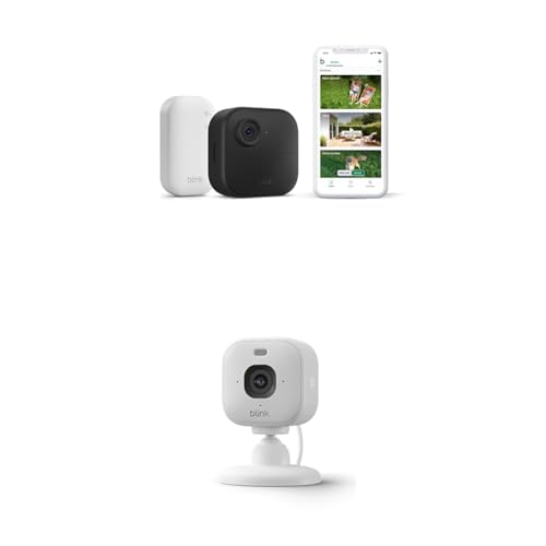 Blink Outdoor Kamera 4 + Blink Mini 2K+ Weiß | Kabellose HD-Sicherheitskamera