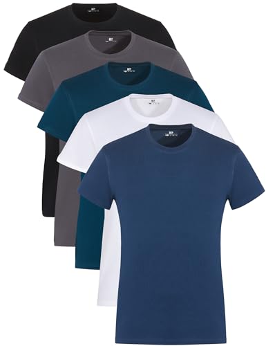 lower east t-shirts herren rundhals 100% baumwolle 3er 5er 10er pack viele farben