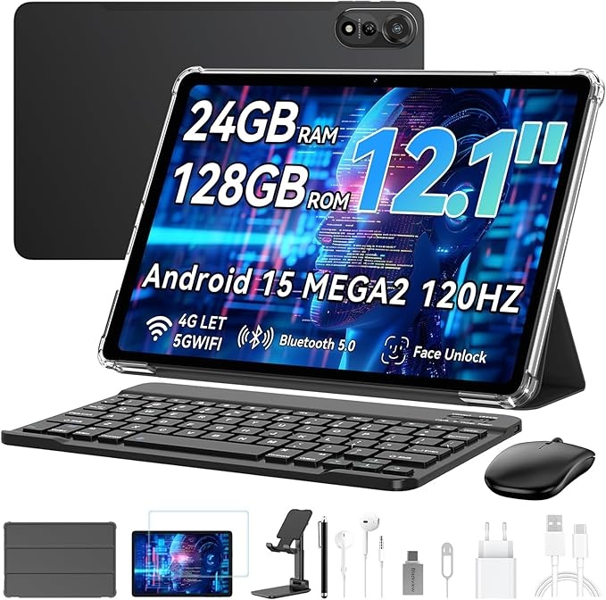 blackview mega2 tablet 12 zoll android 15, 24gb ram, 128gb rom, 4g lte, 5g wifi