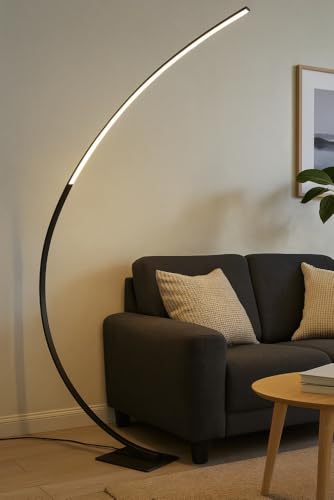 Produktbild: MeLiTec LED Stehlampe dimmbar 3000K schwarz matt Leselampe Bogen 150 cm