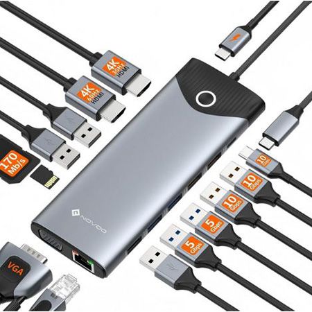 novoo 15-in-1 usb-c docking station mit triple display für laptops, 44,79