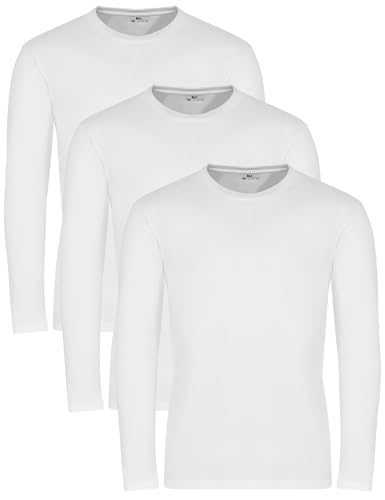 Herren Langarm-Shirts Rundhals 3er I 5er Pack 100% Baumwolle in vielen Farben
