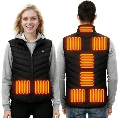 Beheizte Weste für Herren und Damen, leichte USB-Jacke, 9 Heizzonen, 3 Ebenen
