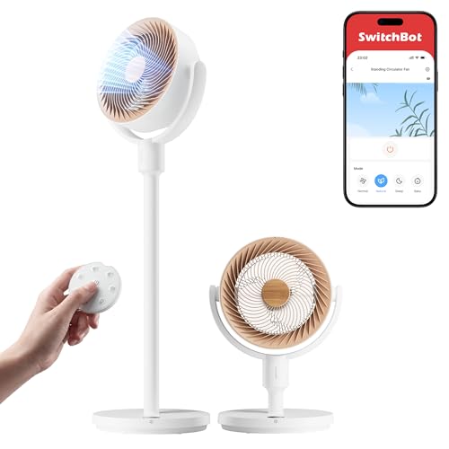 SwitchBot Standventilator, höhenverstellbar, RGB-Beleuchtung, 22 dB, Fernbedienung