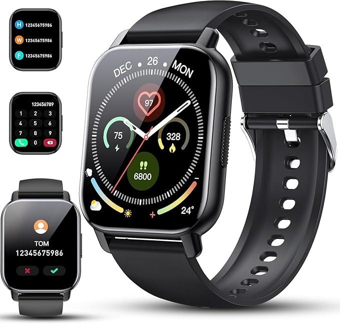 smartwatch mit telefonfunktion 1,85 zoll touchscreen fitnessuhr ip68 wasserdicht für android ios