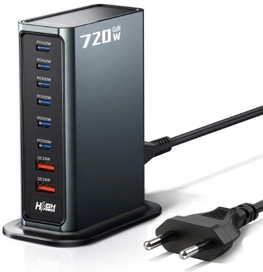 Produktbild: Rocoren 720W USB C Ladestation, 8 Ports, PD 140W, günstig kaufen