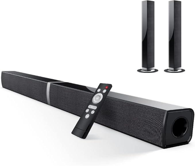 HoYLluDLL 2.0-Kanal Soundbar, 32 Zoll, Bluetooth, 3 EQ-Modi, 3D Surround, ARC/Aux