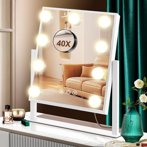 Schminkspiegel mit beleuchtung, PEDOMIROR Hollywood spiegel 30x36 cm, 9 LED, 3 lichtmodi