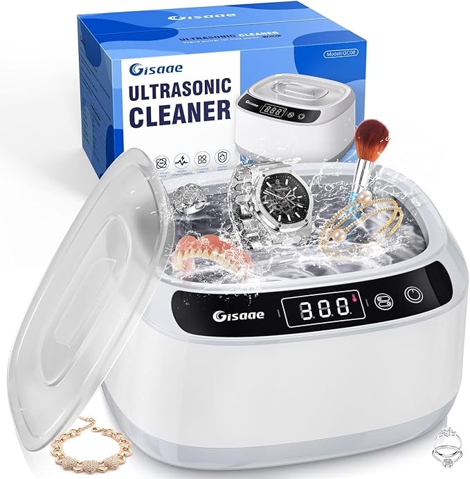 Gisaae 680ML Ultraschallreinigungsgerät 45000Hz für Brillen, Schmuck, Münzen