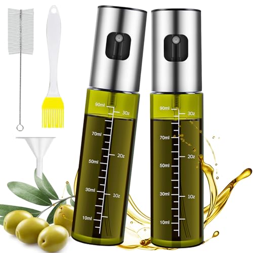 mrun bone ölsprüher 2 Stück sprühflasche glas für öl und essig BPA-frei