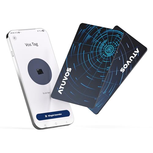 ATUVOS Dual-System Air Tag Karte Pro, Wiederaufladbarer Wallet Tracker 2er Pack