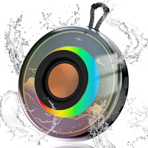 QXUFV kabelloser bluetooth lautsprecher mit led, wasserdicht, starke bass, tragbar