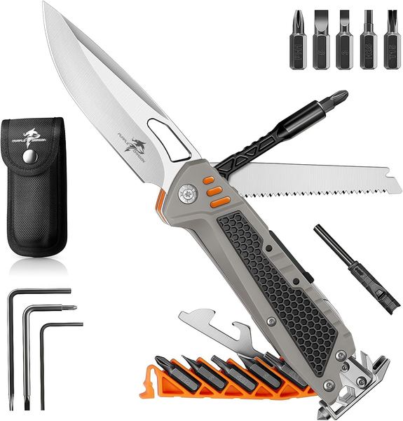 Purple Dragon 13-in-1 Multitool Camping Taschenmesser Klappmesser Grau