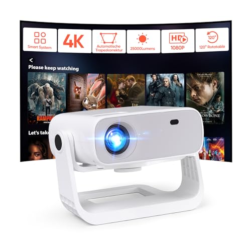 smart beamer 2025 full hd 1080p 4k unterstützung 25000 lumens 4d trapezkorrektur kompatibel mit ios android ps5