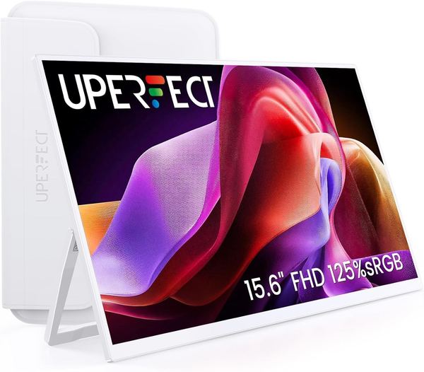 UPERFECT 15.6" Tragbarer Monitor 1080P HDR, 125% sRGB, 2000:1 Kontrast, VESA