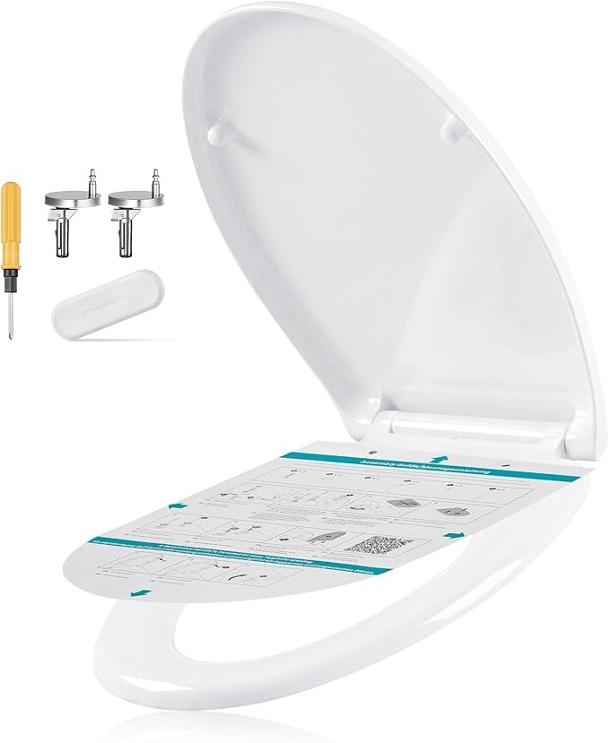 SONGMICS O-Form Toilettendeckel mit Kindersitz, Absenkautomatik, Duroplast bis 300 kg